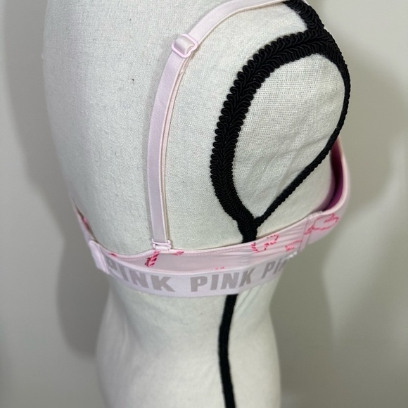 Victoria Secret sz 34C bra candy cane hearts soft pink wit red hearts - Picture 5 of 10